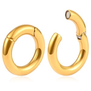 DOEARKO 2PCS Cone Pendant Ear Weights for Stretched Ears Gauges Ear Plugs Body Piercing Tunnels 316 Stainless Steel Hypoallergenic Body Jewelry (2G(6mm), Gold)