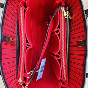 AlgorithmBags designed for LV Neverfull GM Purse Organizer Insert with Zippers Luxury Bag Shaper Liner (Cherry)