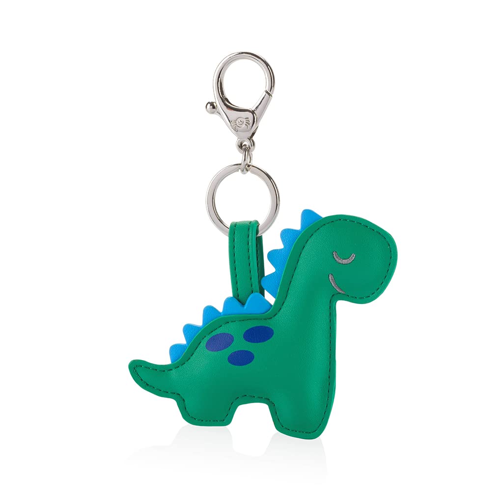 Itzy Ritzy Puffy Diaper Bag Charm, Purse Charm and Keychain; Vegan Leather Charm Features A Durable Hinged Clasp and Modern Puffy Design; Green Dinosaur