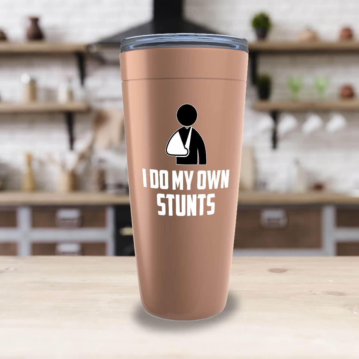 Get Well Soon Copper Viking Tumbler 20oz - I Do My Own Stunts - Broken Arm Hand Bone Tees Leg Wrist Elbow Injury Motorcycle Stuntmen Meaningful