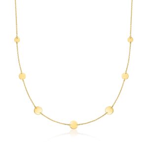 rs pure by ross-simons italian 14kt yellow gold multi-size disc station necklace. 16 inches