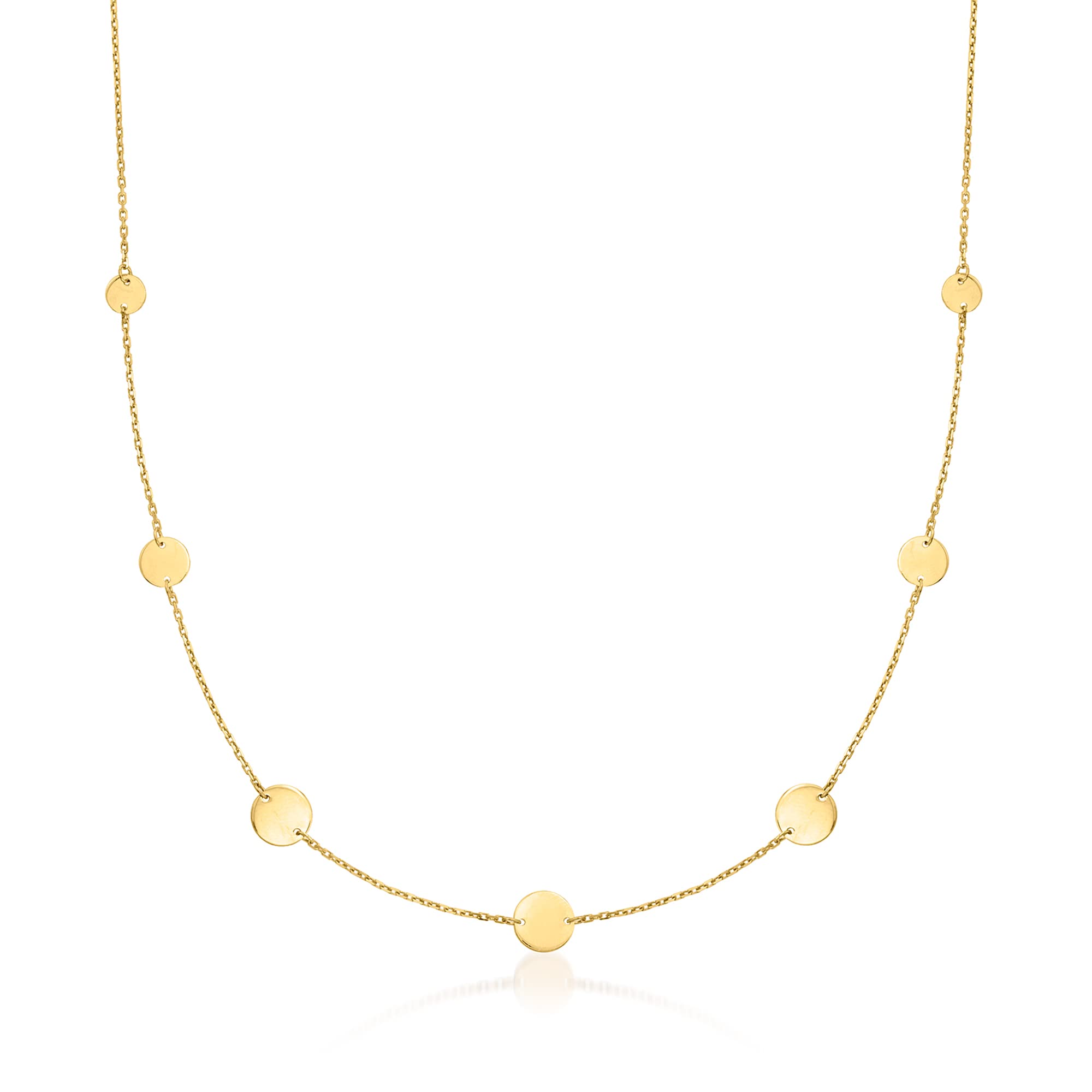 RS Pure by Ross-Simons Italian 14kt Yellow Gold Multi-Size Disc Station Necklace. 16 inches