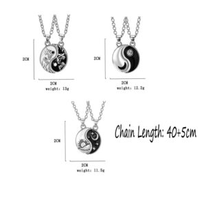 Sun Moon Necklace for Women Men Matching Tai Chi Yin Yang Necklace Best Friends BFF Necklace for 2 Teen Friendship Necklace Jewelry