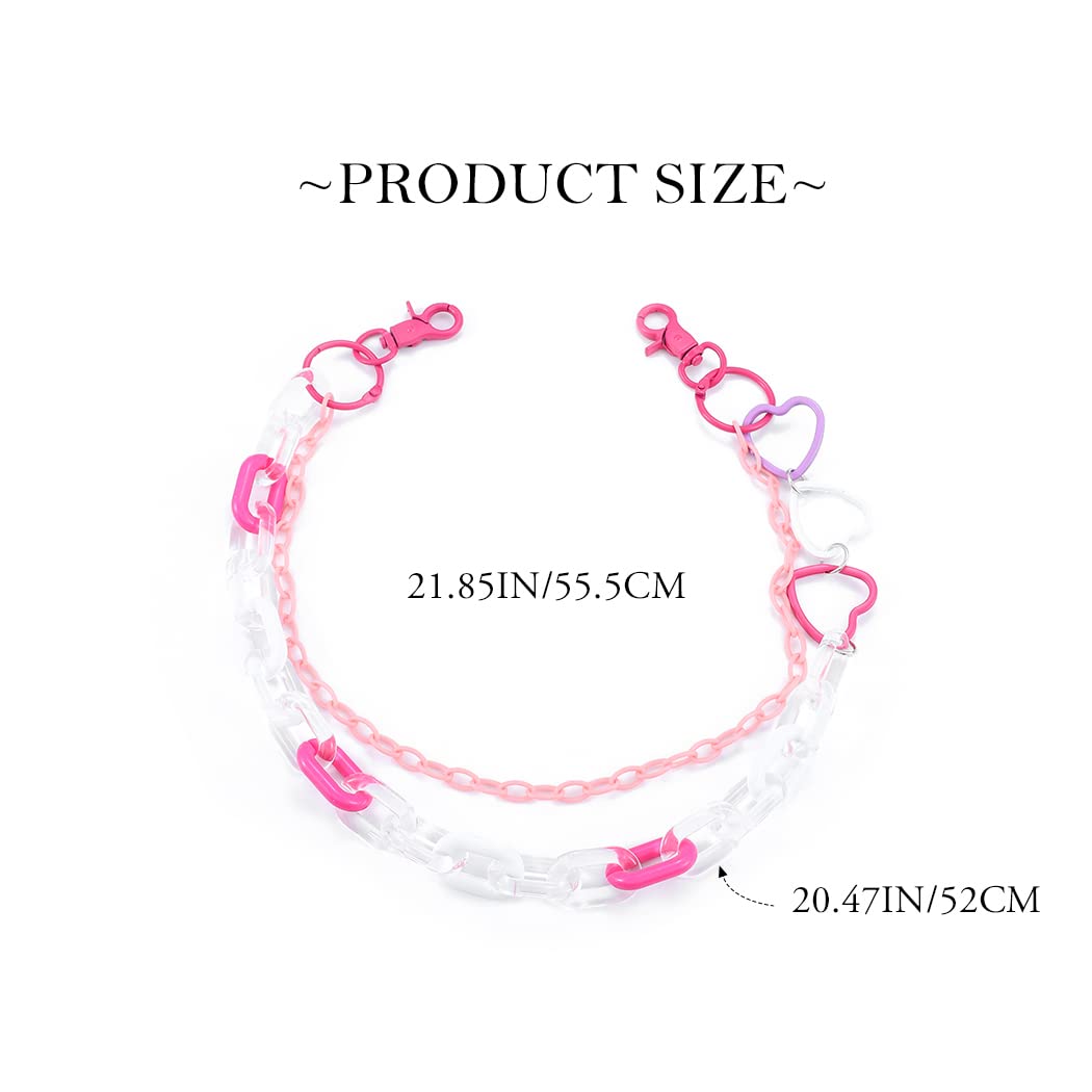 Sinalty Pink Hip Hop Pants Chains Layered Jean Chains Heart Pants Belt Chain Rave Body Jewelry Accessories for Women and Girls