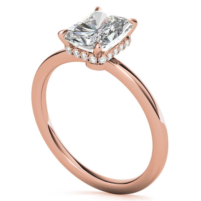 10K Solid Rose Gold Handmade Engagement Ring 3 CT Radiant Cut Moissanite Diamond Solitaire Wedding/Bridal Ring Set for Women/Her Propose Ring (7.5)