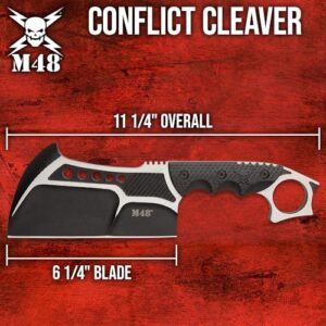 United Cutlery M48 Conflict Cleaver With Vortec Sheath | 2Cr13 Cast Stainless Steel Blade | Injection-Molded Nylon Handle | Karambit-Style Pommel | Vortec Belt Sheath | Great for Chopping and Hacking Jobs | 11 1/4" Overall