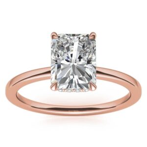 10k solid rose gold handmade engagement ring 3 ct radiant cut moissanite diamond solitaire wedding/bridal ring set for women/her propose ring (7.5)