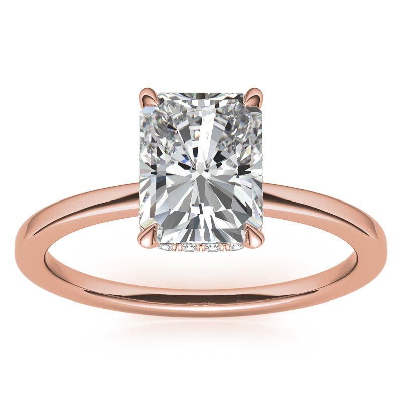 10K Solid Rose Gold Handmade Engagement Ring 3 CT Radiant Cut Moissanite Diamond Solitaire Wedding/Bridal Ring Set for Women/Her Propose Ring (7.5)