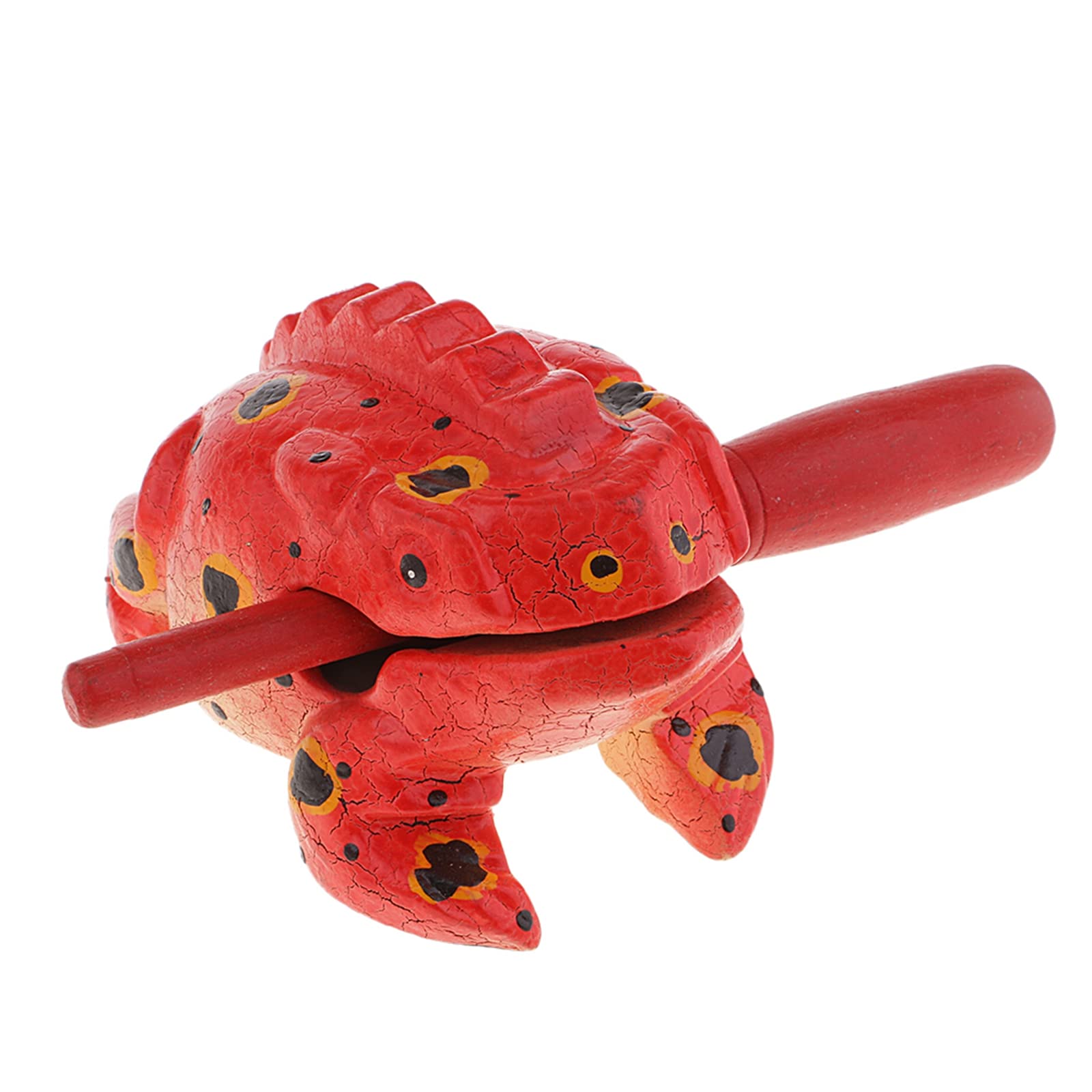 3.5" Wooden Frog Guiro Rasp Instrument - Percussion Musical Tone Block Craft (Painted Red)