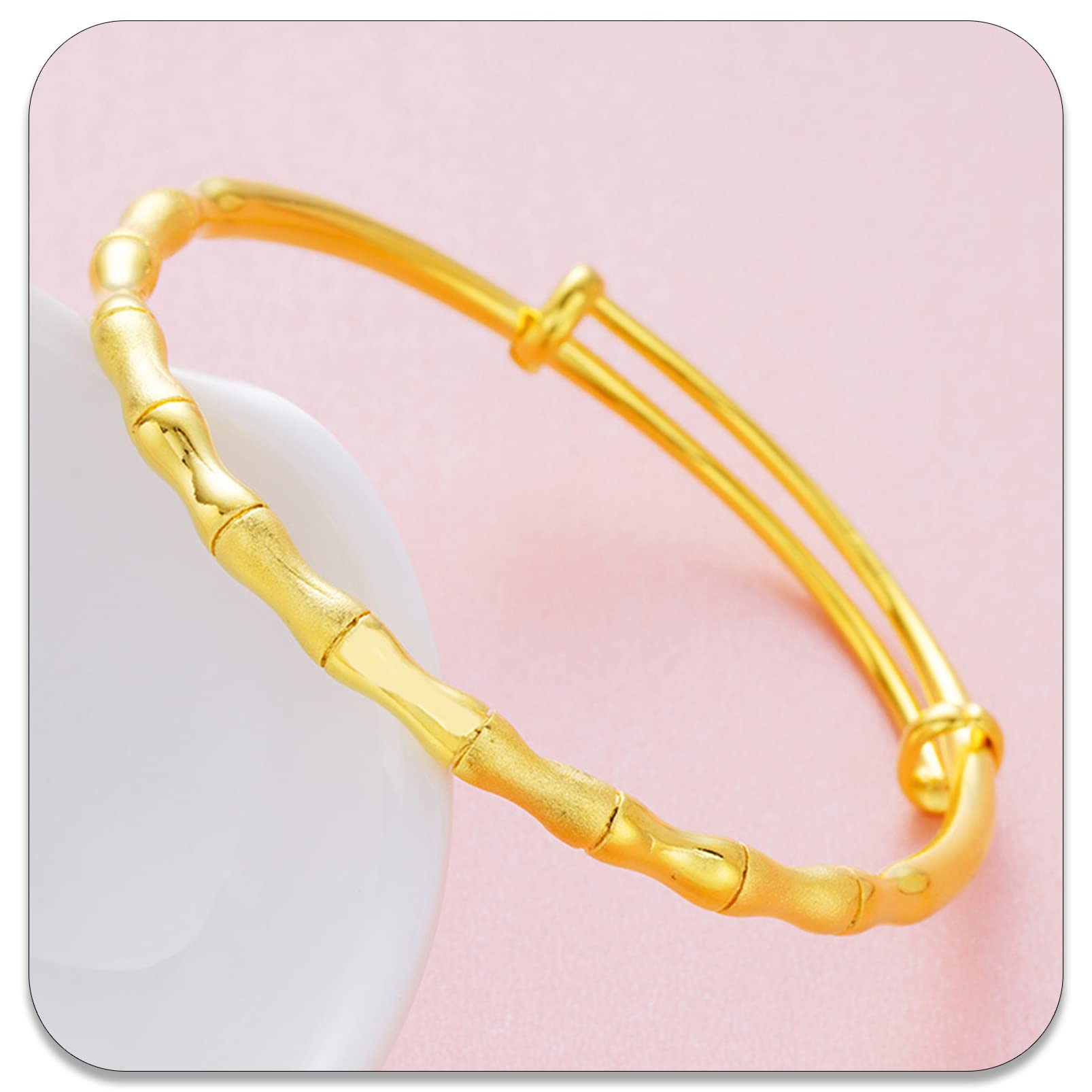 PEAS 18K Gold Plated Jewelry Adjustable Bracelet Cuff Bracelet(Gold)