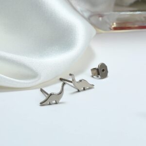 TGNEL Lovely Pure Titanium Dinosaur Earrings for Women Sensitive Ears, Cute Animal Earrings Studs Hypoallergenic Earring Jewelry for Animal Lover