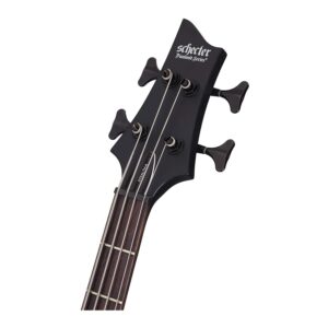 Schecter Stiletto Stealth 4-String Bass Guitar (Satin Black) Bundle with Clip-On Chromatic Tuner for String Instruments and XCG4 Tripod Guitar Stand (Black) (3 Items)