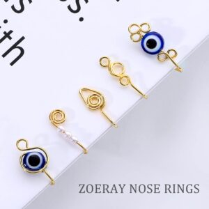 ZOERAY 25Pcs Fake Nose Ring Nose Cuffs Fake Septum African Clip on Faux Septum Nose Ring Non Pierced Nose Hoop Heart Star Shape Multi-Style for Women