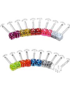 u-k 20 pcs mixed cube dice lip ear studs rings tragus labret body piercing bars party club practical and attractive