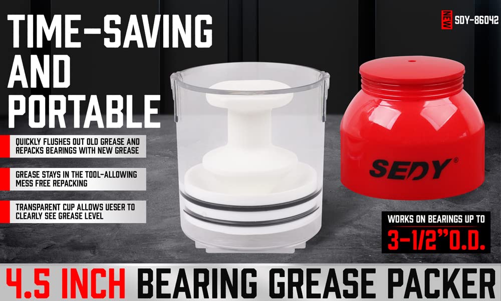 Premium Bearing Packer Kit - Effortlessly Flushes Old Grease and Repacks Wheel Bearings - Compatible with