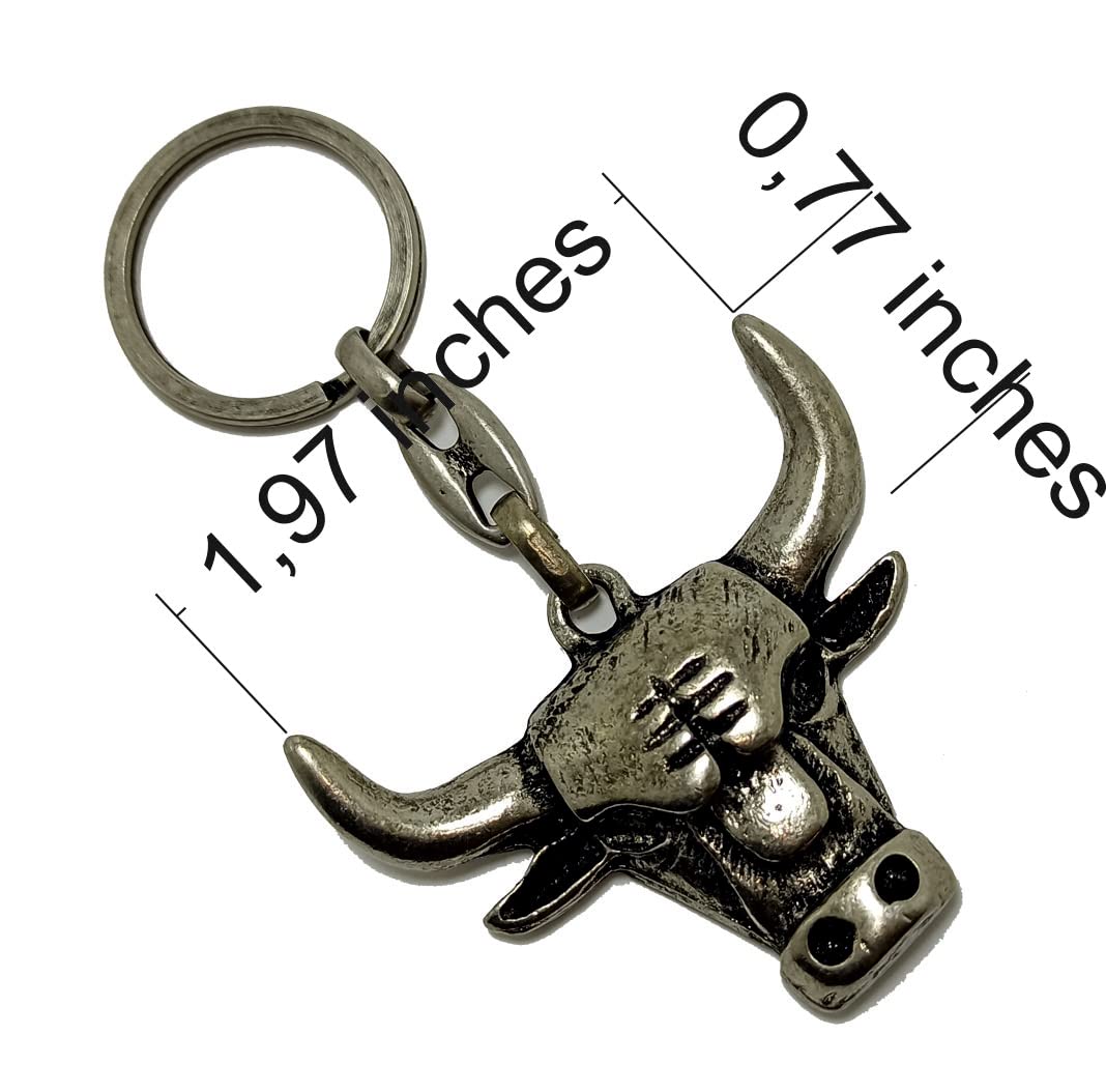 Dual Pack Bull Head Ranch Life Cowboy Style Western Metal Oxide Color Key Chain Keyring