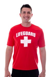 lifeguard officially licensed mens performance active moisture wicking cooling tee shirt (xl) red