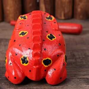 3.5" Wooden Frog Guiro Rasp Instrument - Percussion Musical Tone Block Craft (Painted Red)