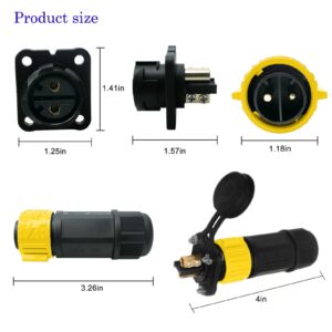 GaiRen 2 Pin 50Amp Trolling Motor Plug Receptacle Set, 12/24/36/48 Volt Marine Boat Power Waterproof IP67 Connector Trolling Boat Plug for Trolling Motors Compatible with 6/8 AWG wire Yellow