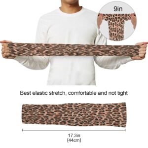 Boccsty Brown Leopard Skin Gardening Sleeves for Women Cow Skin Farmers Sleeves Protective Sleeves for Arms