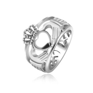 Uloveido Hands Heart Claddagh Design Crown Rings for Men Women Best Friend Promise Love Rings Size 9 Y1729