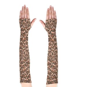 Boccsty Brown Leopard Skin Gardening Sleeves for Women Cow Skin Farmers Sleeves Protective Sleeves for Arms