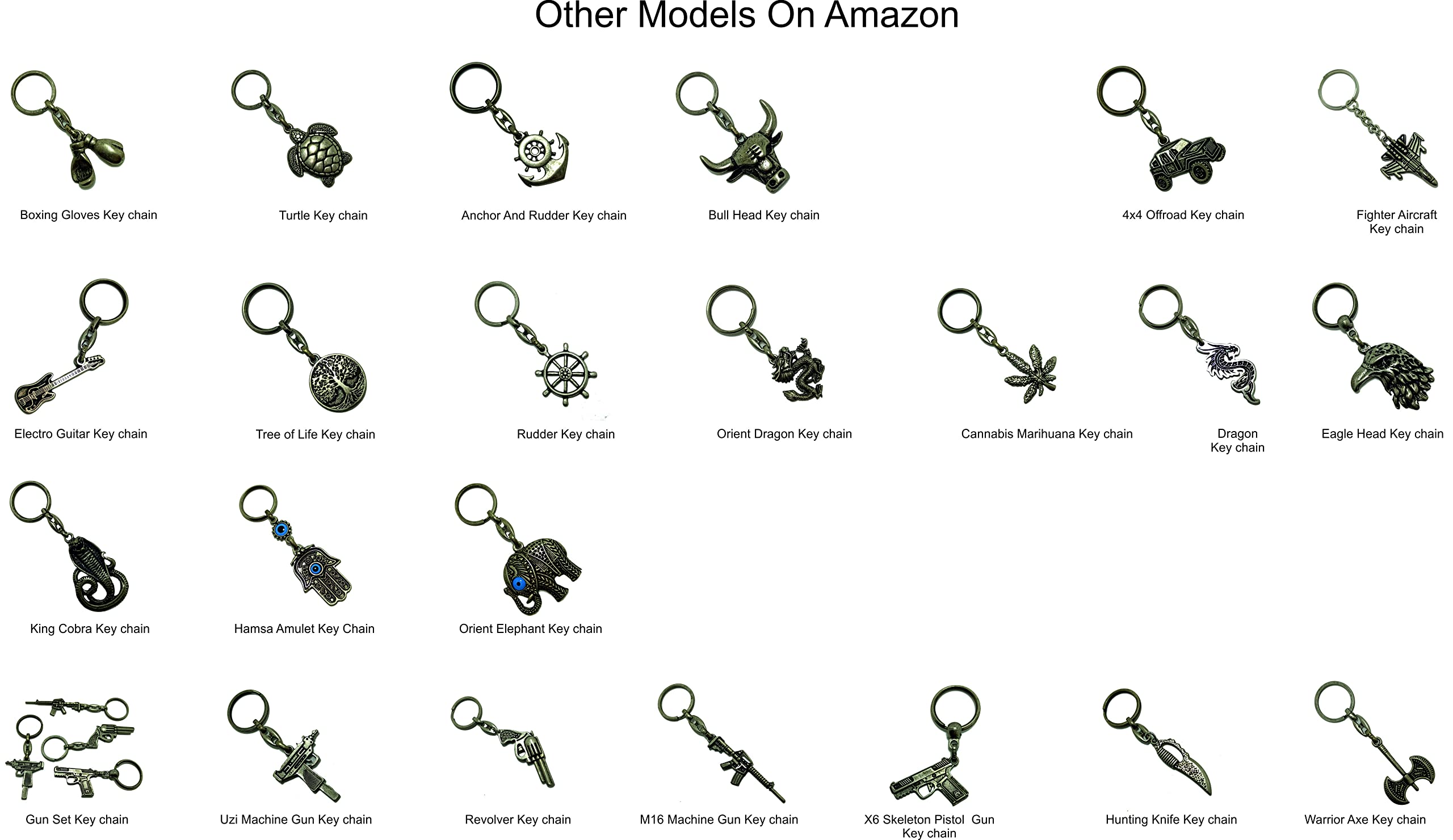 Dual Pack Bull Head Ranch Life Cowboy Style Western Metal Oxide Color Key Chain Keyring