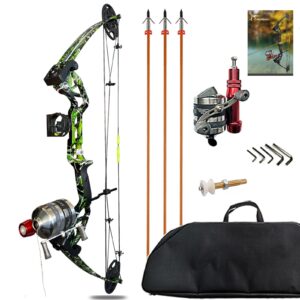 Lanneret Bowfishing Bow Kit 15-45 LBS Shoot Right Handed 2023 New Draw Length 18"~29.5" Fully Adjustable (Camouflage)