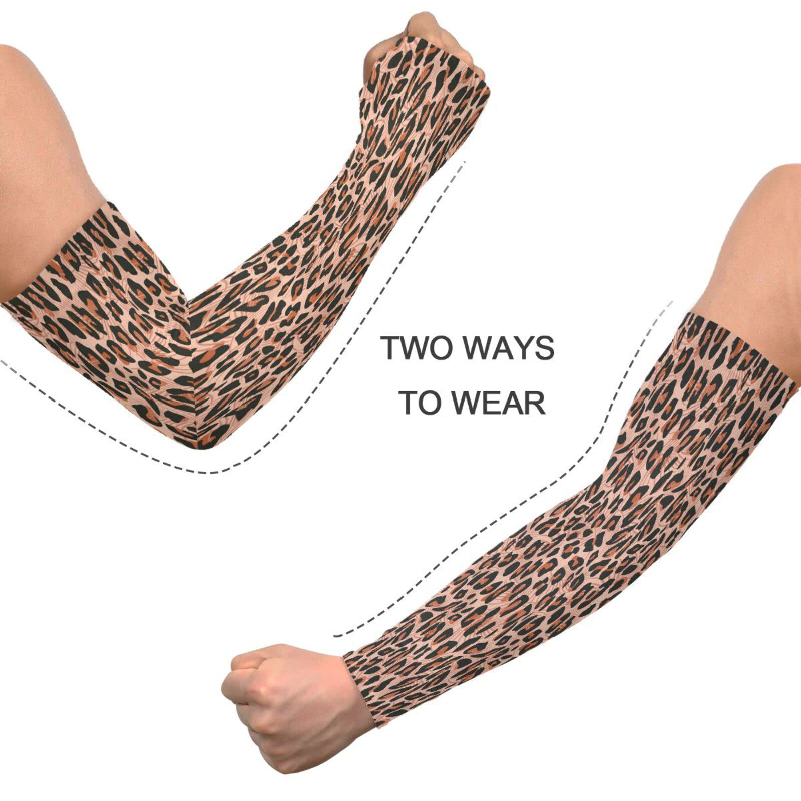 Boccsty Brown Leopard Skin Gardening Sleeves for Women Cow Skin Farmers Sleeves Protective Sleeves for Arms