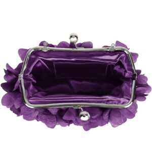 JAMBHALA Mini Women Clutch Evening Bag Small Floral Purses with Chain for Wedding, Party, Prom, Purple