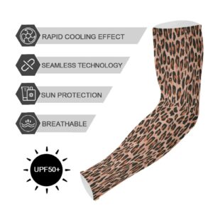 Boccsty Brown Leopard Skin Gardening Sleeves for Women Cow Skin Farmers Sleeves Protective Sleeves for Arms