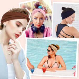 Panleding 12 Pcs Stretchy Headbands for Women, Absorbed Sport Headband Soft Twist Knotted Headbands for Daily Life Yoga Workout