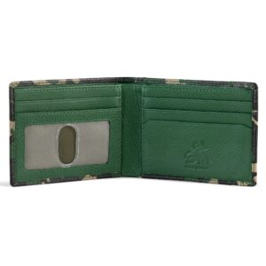 Camo Wallets for Men in Green Leather Military Pattern RFID Secure and Durable Card Holder Bifold Wallets for Men