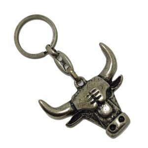 Dual Pack Bull Head Ranch Life Cowboy Style Western Metal Oxide Color Key Chain Keyring