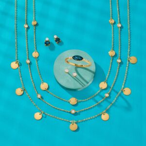 RS Pure by Ross-Simons Italian 14kt Yellow Gold Multi-Size Disc Station Necklace. 16 inches