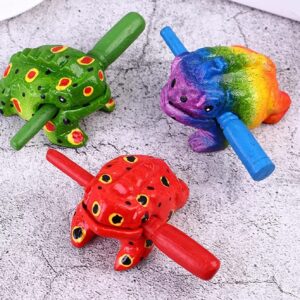 3.5" Wooden Frog Guiro Rasp Instrument - Percussion Musical Tone Block Craft (Painted Red)