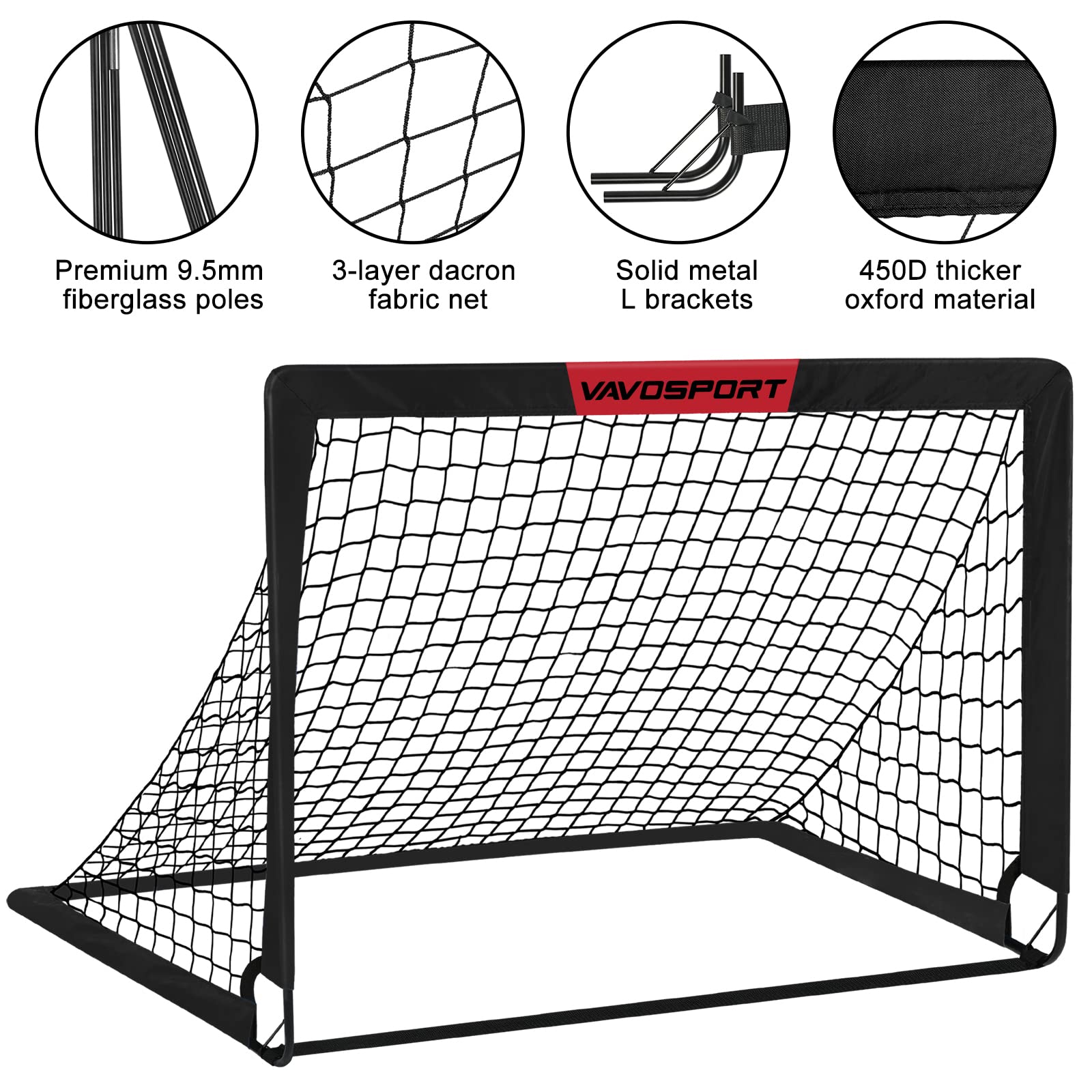 Kids Soccer Goals for Backyard Set - 2 of 4' x 3' Portable Soccer Goal Training Equipment, Pop Up Toddler Soccer Net with Soccer Ball, Soccer Set for Kids and Youth Games, Sports