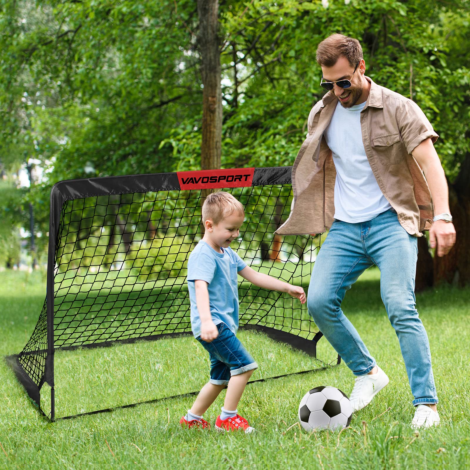 Kids Soccer Goals for Backyard Set - 2 of 4' x 3' Portable Soccer Goal Training Equipment, Pop Up Toddler Soccer Net with Soccer Ball, Soccer Set for Kids and Youth Games, Sports