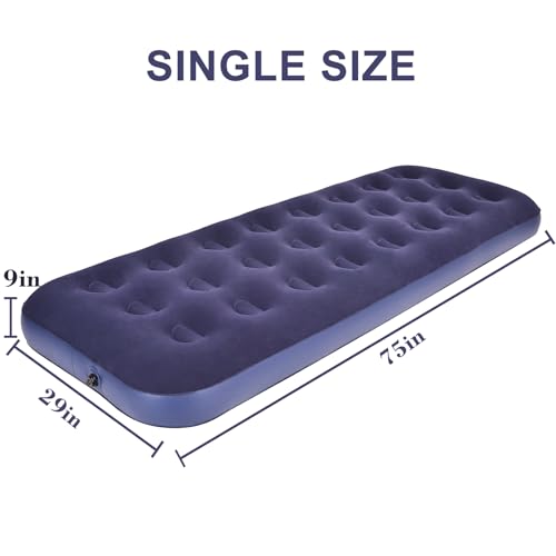 RAPTAVIS Single Size Air Mattress Inflatable Bed, Blow Up Mattress Camping Sleeping Pad