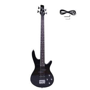 Exquisite Stylish 4 String Bass Guitar IB with Power Line and Wrench Tool Black