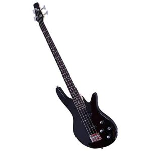 Exquisite Stylish 4 String Bass Guitar IB with Power Line and Wrench Tool Black