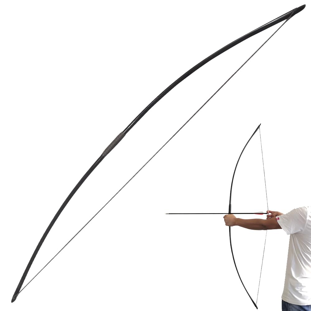 67 Inch Archery Traditional Longbow 25-120lbs Recurve Bow Hunting English Longbow for Right Hand Left Hand Adult Outdoor Sports (black, 100 Lbs)