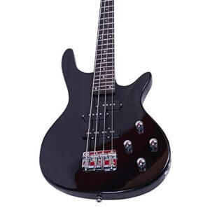 Exquisite Stylish 4 String Bass Guitar IB with Power Line and Wrench Tool Black