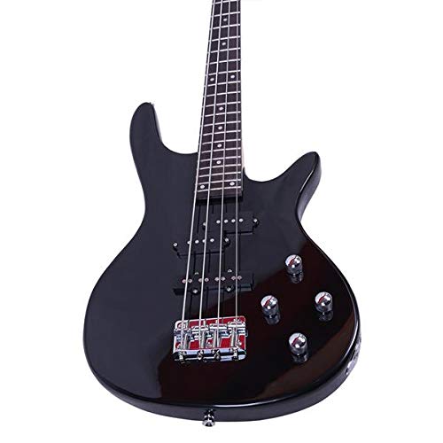 Exquisite Stylish 4 String Bass Guitar IB with Power Line and Wrench Tool Black