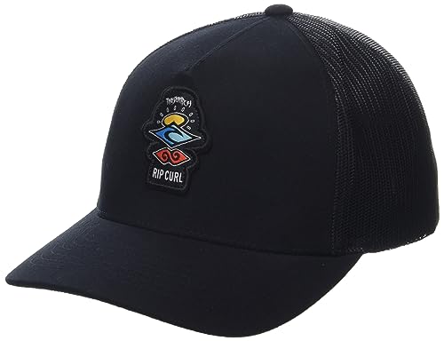 Rip Curl Icons Trucker Hat, Mesh Back Cap Snapback for Men, Adjustable, Eco Black/Red