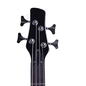 Exquisite Stylish 4 String Bass Guitar IB with Power Line and Wrench Tool Black