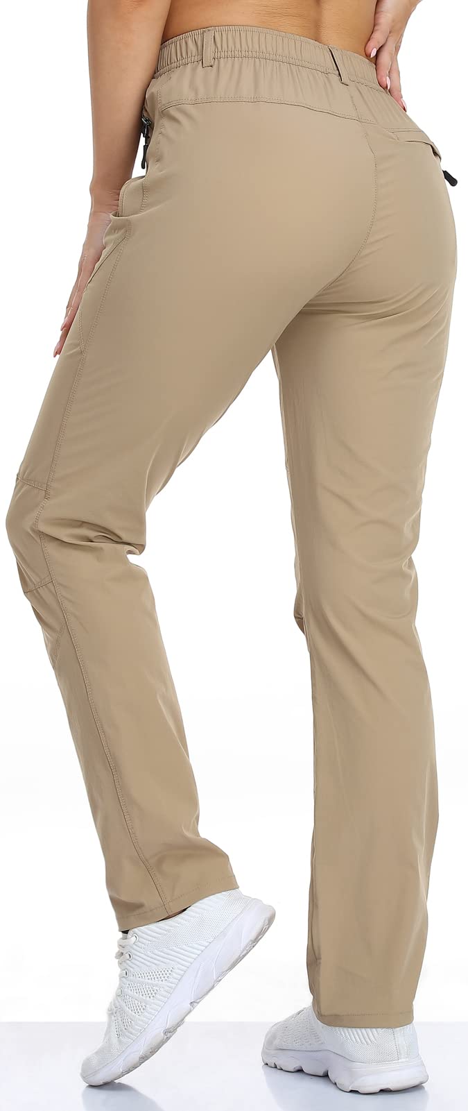 Womens Khaki Golf Pants Quick Dry Travel Nylon Cargo Waterproof Hiking with Pockets Small