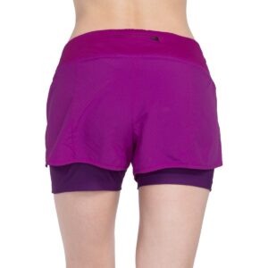 VUTRU Women's 2 in 1 Running Shorts Quick Dry Workout Athletic Shorts with Liner Back Pockets (Purple,L)