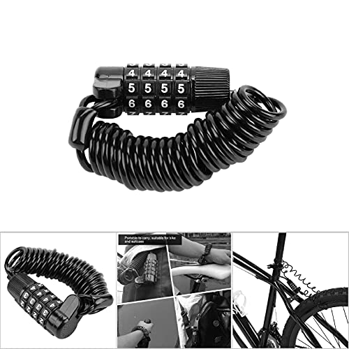 Lock, High Alloy Steel Light Weight 4 Digits Alloy Steel Bike Lock for Cycling for Outdoor for Bike(Black)