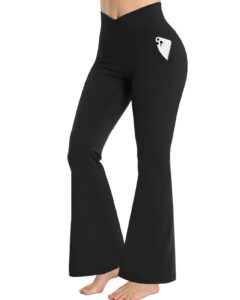 sofitniya high waisted flare leggings crossover bootcut yoga pants with pockets for women